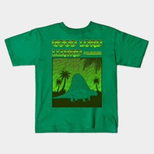 Good Lord Lizard: Paleozoic - Retro Dimetro Swamp Kids T-Shirt